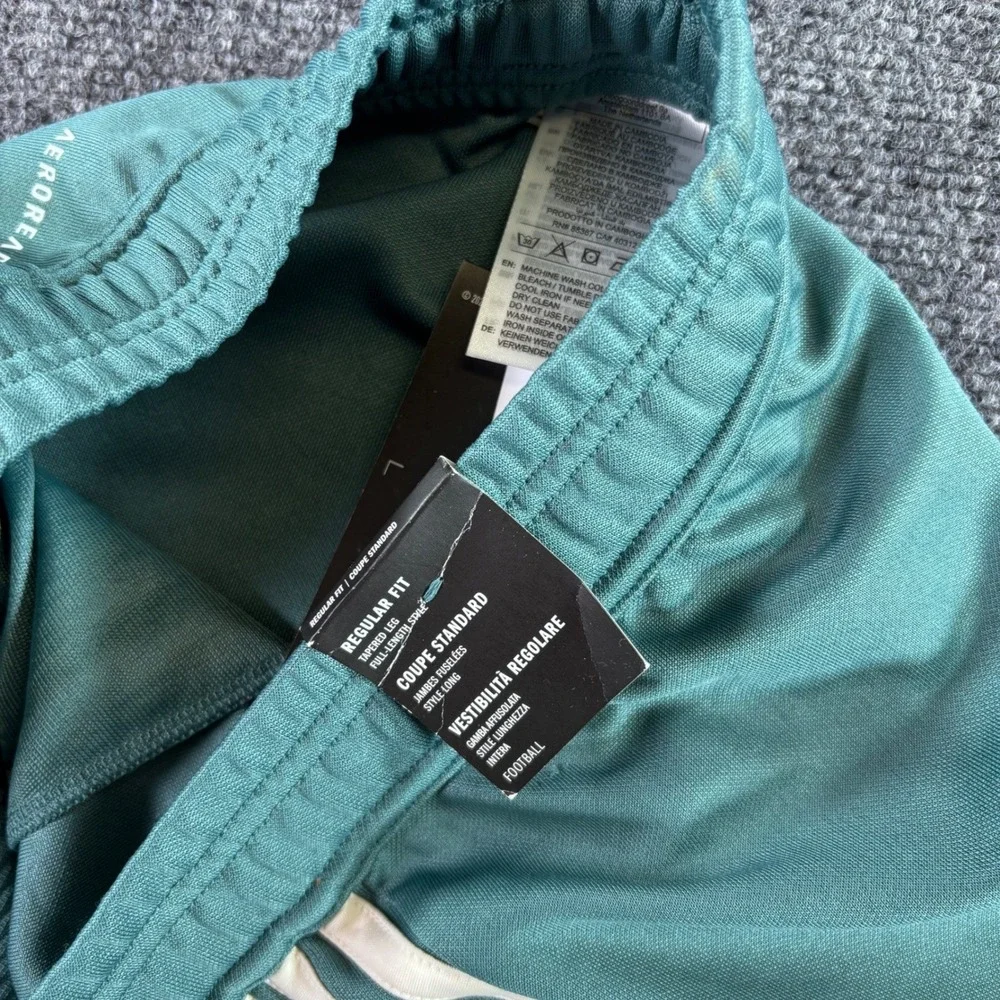 Adidas Tiro ES Pants Mens S Teal White Tapered Soccer Training New Tiny Flaw